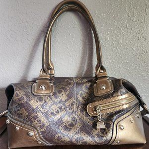 Kathy Van Zeeland Brown Shopper Bag Heart & Crown Metal Handbag